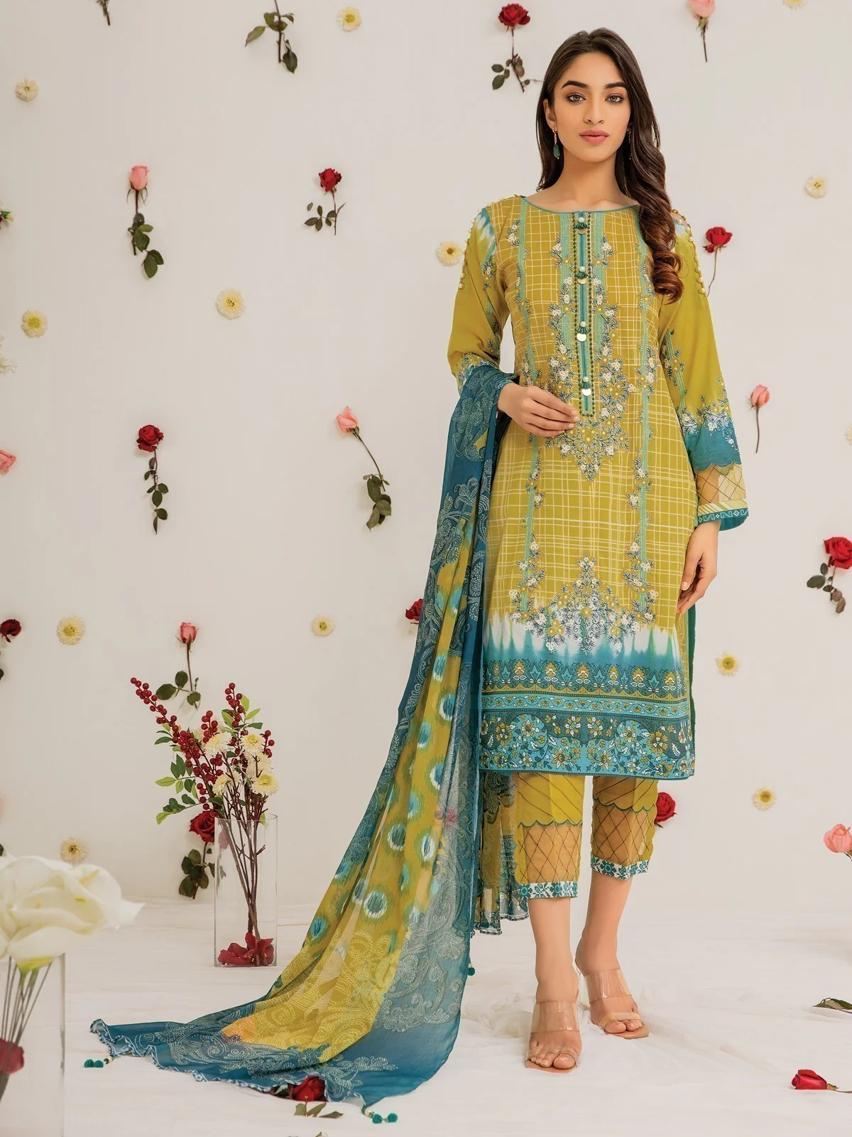 Unstitched Embroidered Lawn Suit - EWU21V2-20473