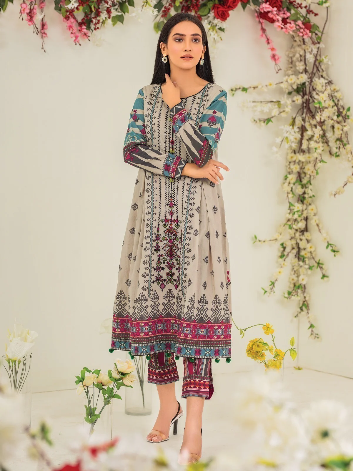 Unstitched Embroidered Lawn Shirt Trouser - EWU21V2-20492