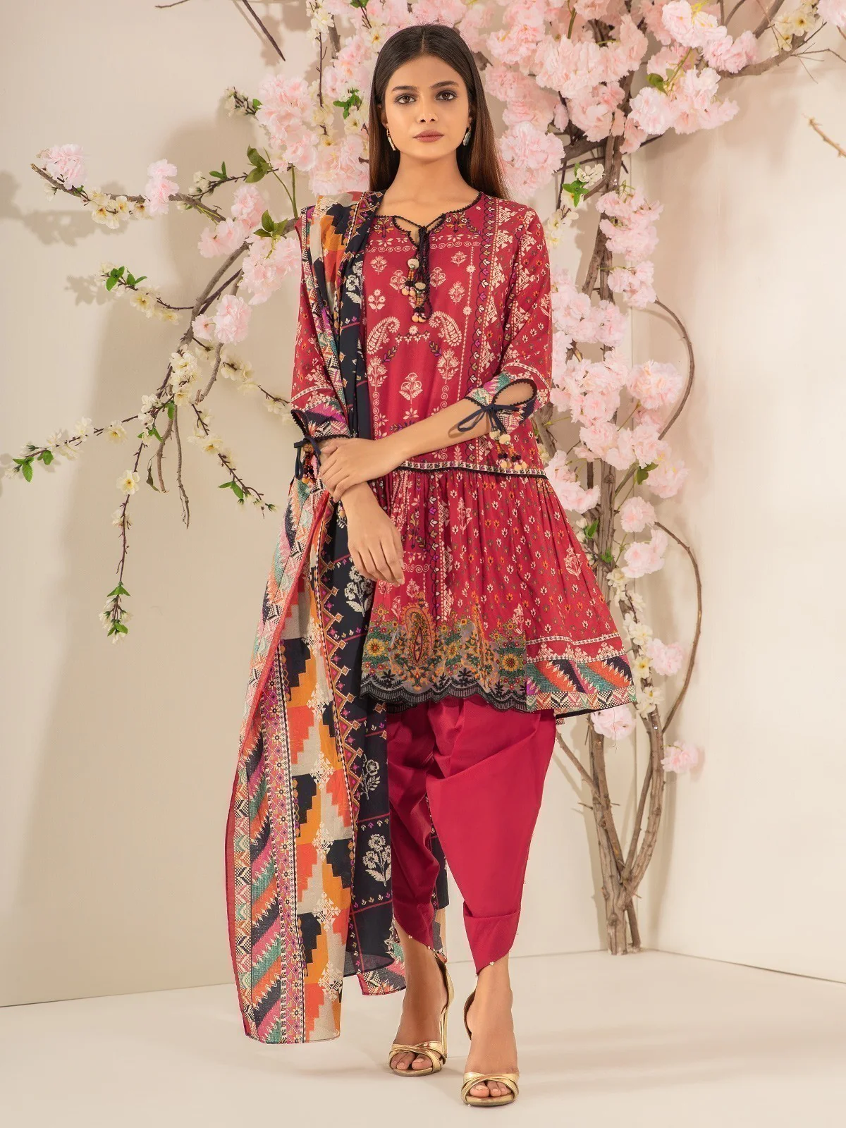 Unstitched Embroidered Lawn Shirt Dupatta - EWU21V2-20499