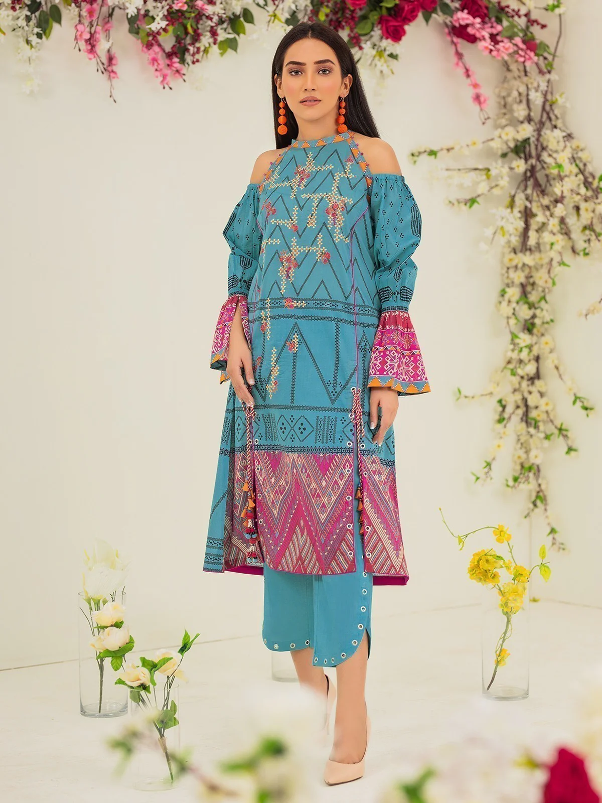 Unstitched Embroidered Lawn Shirt - EWU21V2-20524