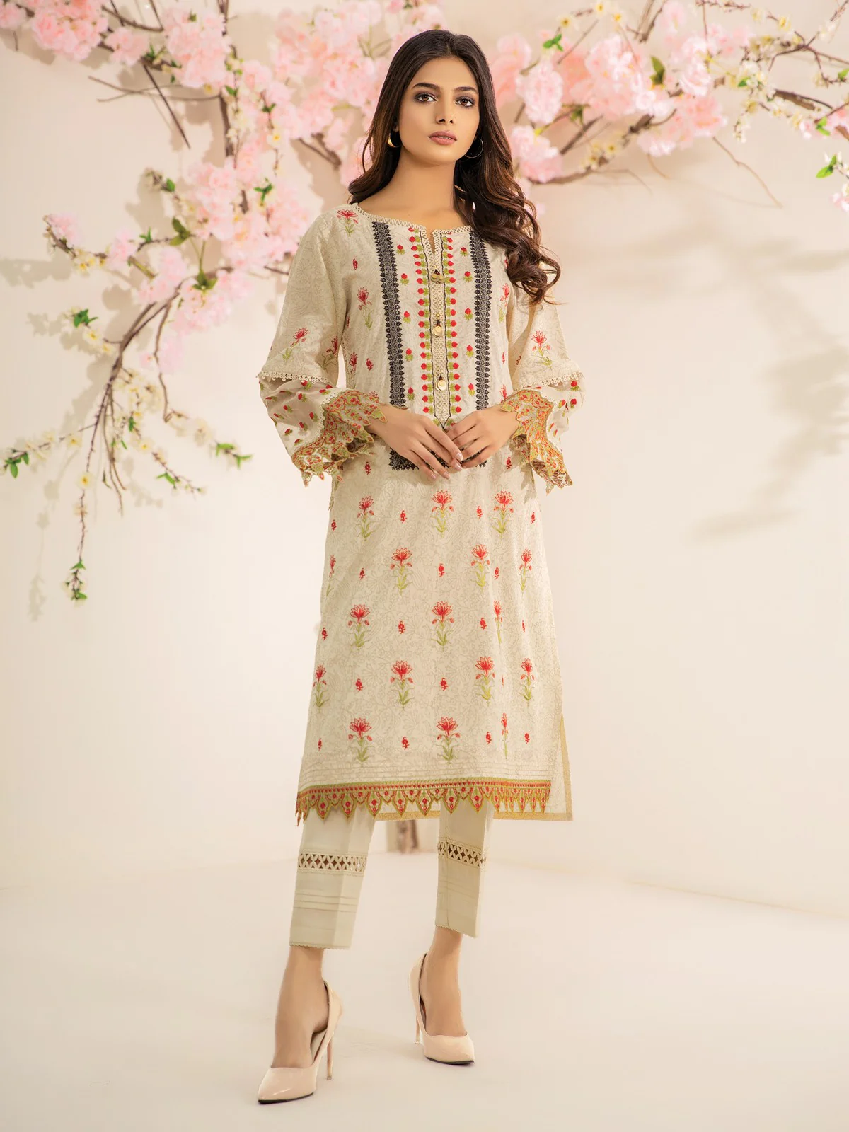 Unstitched Embroidered Lawn Shirt - EWU21V2-20527