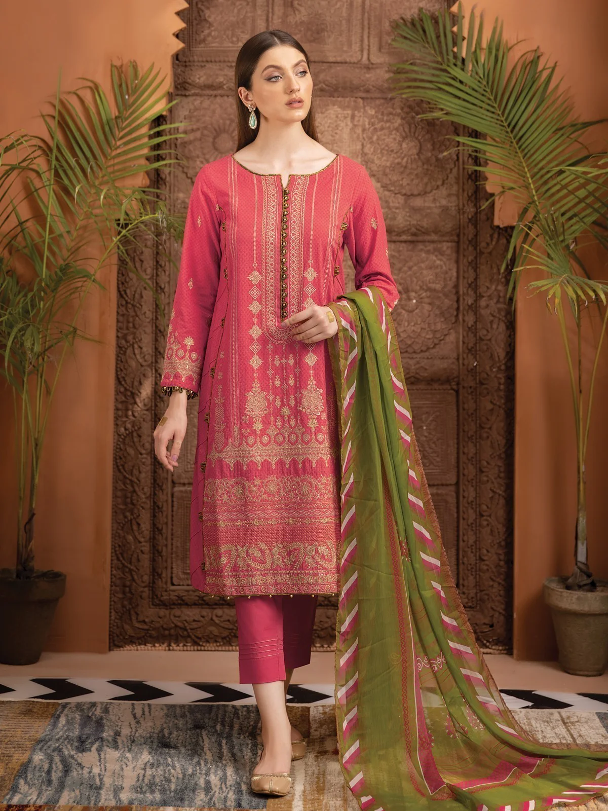 Unstitched Embroidered Jacquard Suit - EWU21V2-21128