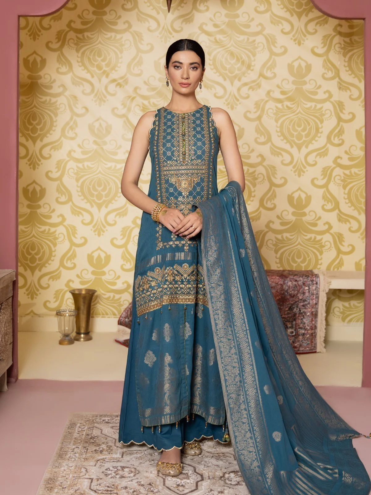 Unstitched Embroidered Jacquard Suit - EWU21V3-20479