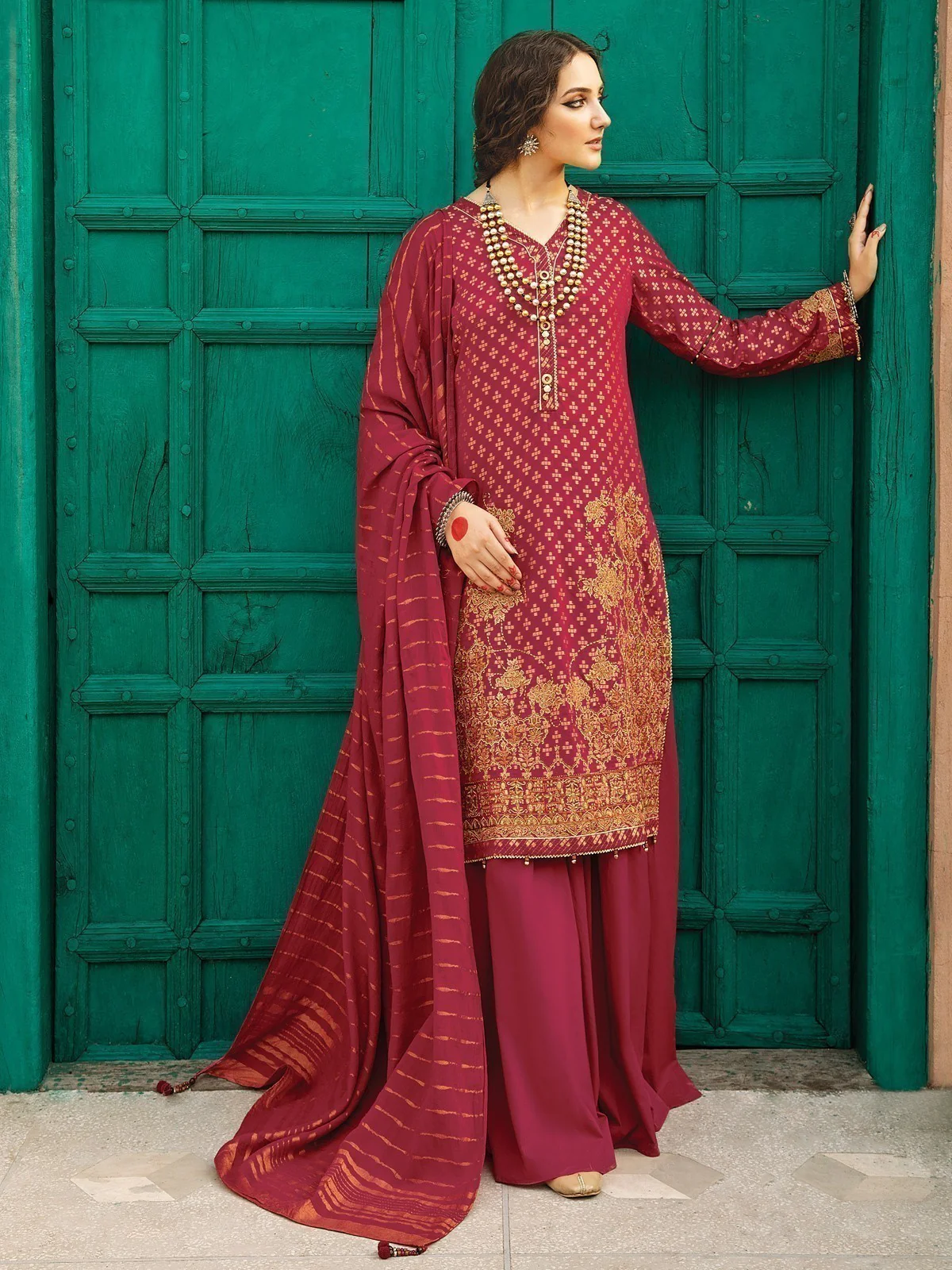 Unstitched Embroidered Jacquard Suit - EWU21V6-21131