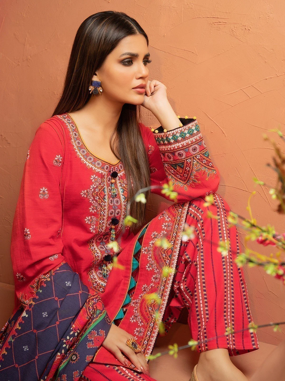 Unstitched Embroidered Khaddar Suit - EWU21V8-21632