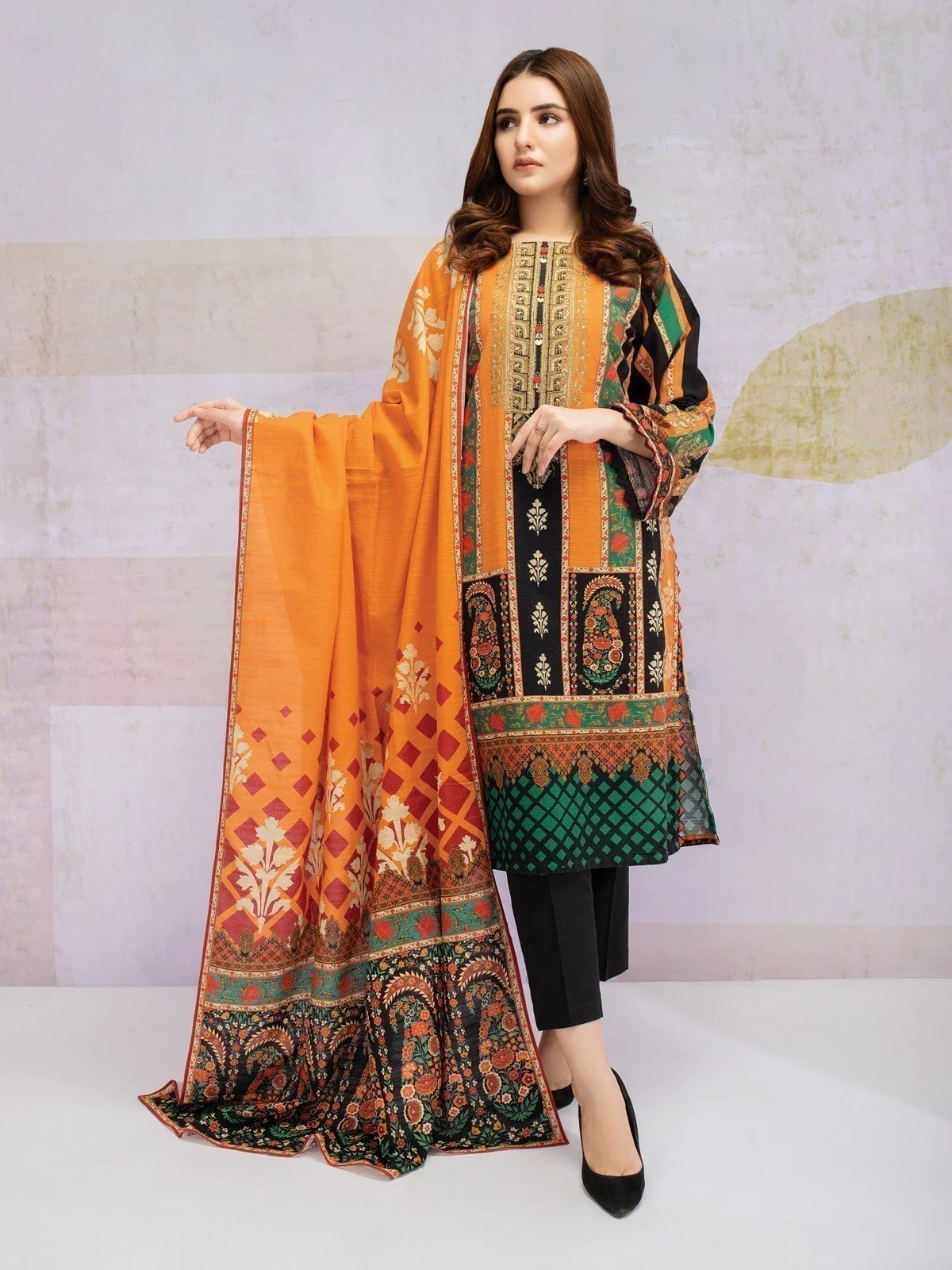 Unstitched Embroidered Khaddar Suit - EWU21V8-21675