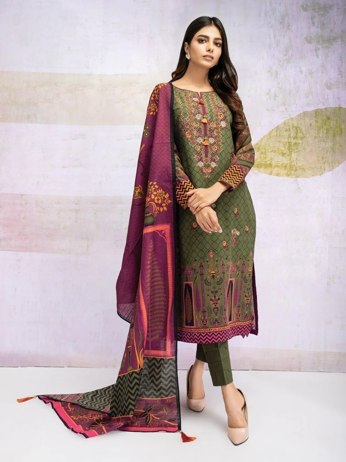 Unstitched Embroidered Khaddar Suit - EWU21V8-21682