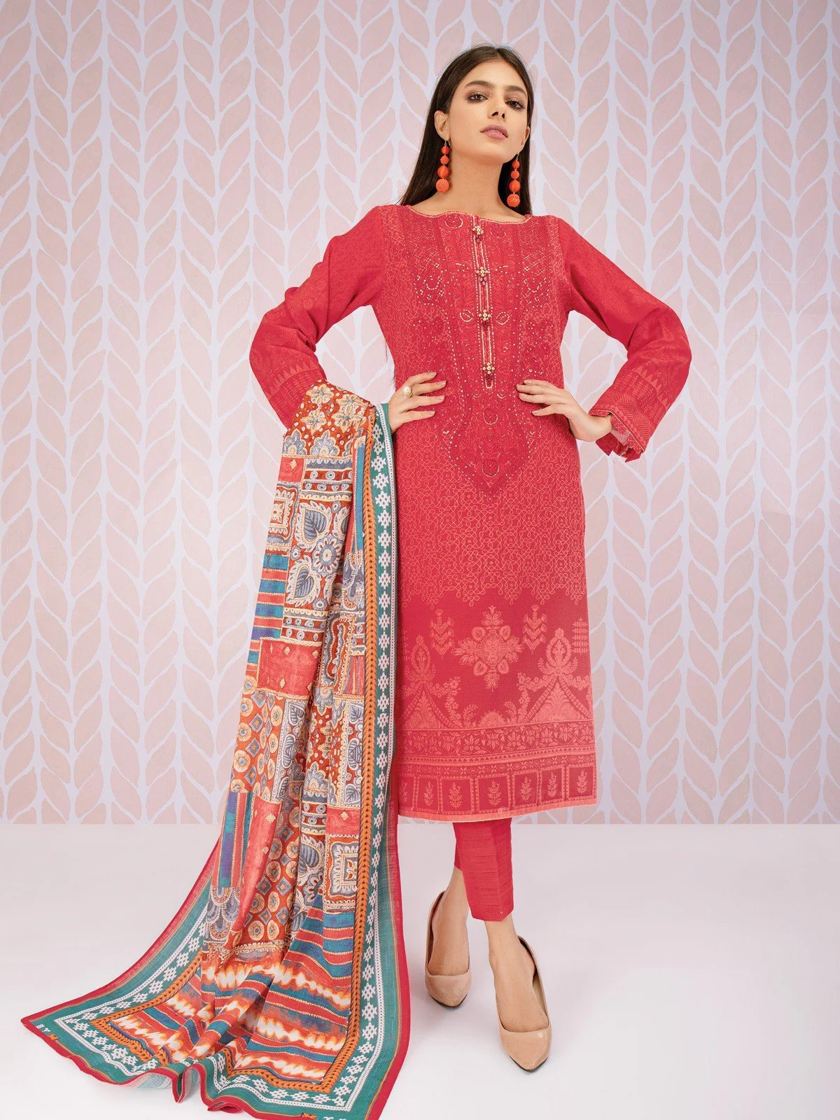 Unstitched Embroidered Khaddar Suit - EWU21V8-21683