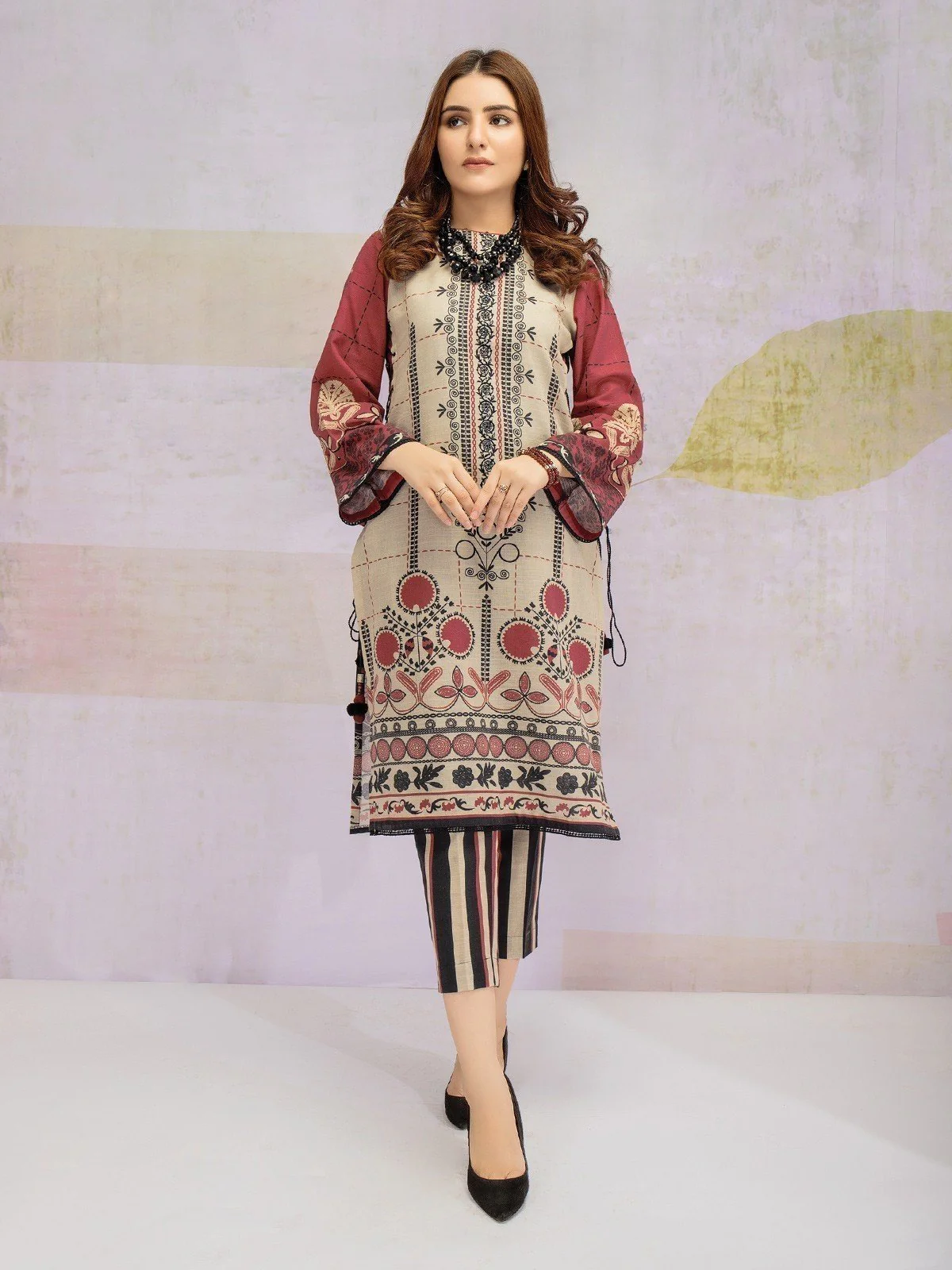 Unstitched Embroidered Khaddar Shirt Trouser - EWU21V8-21697