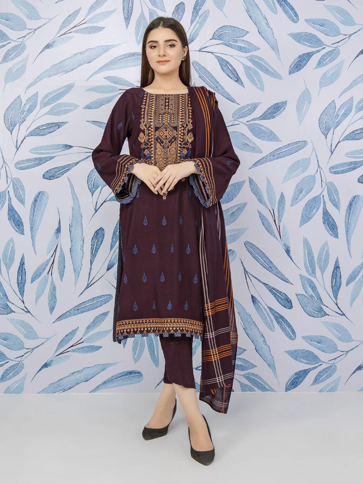Unstitched Embroidered Cotail Suit - EWU21V8-21823