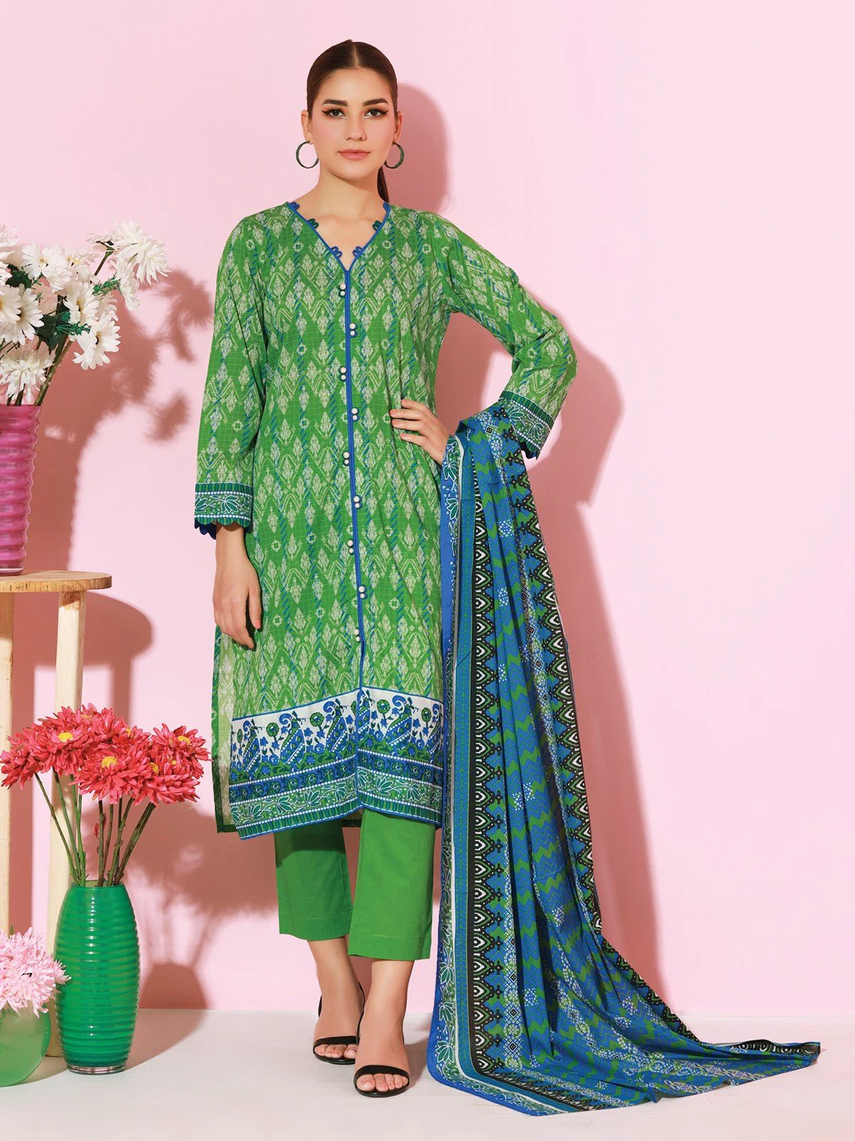 Unstitched Printed Lawn Shirt Dupatta - EWU22A1-20694