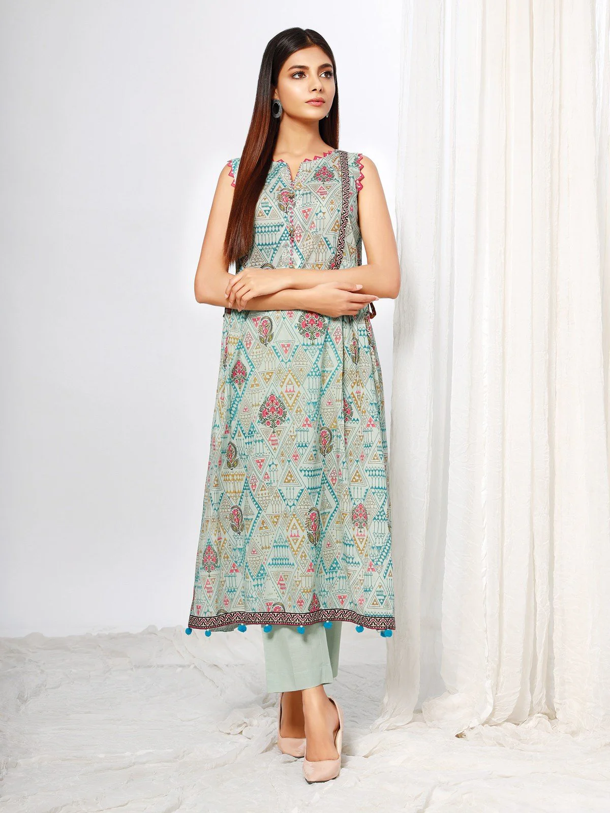 Unstitched Printed Lawn Shirt Trouser - EWU22A1-20755