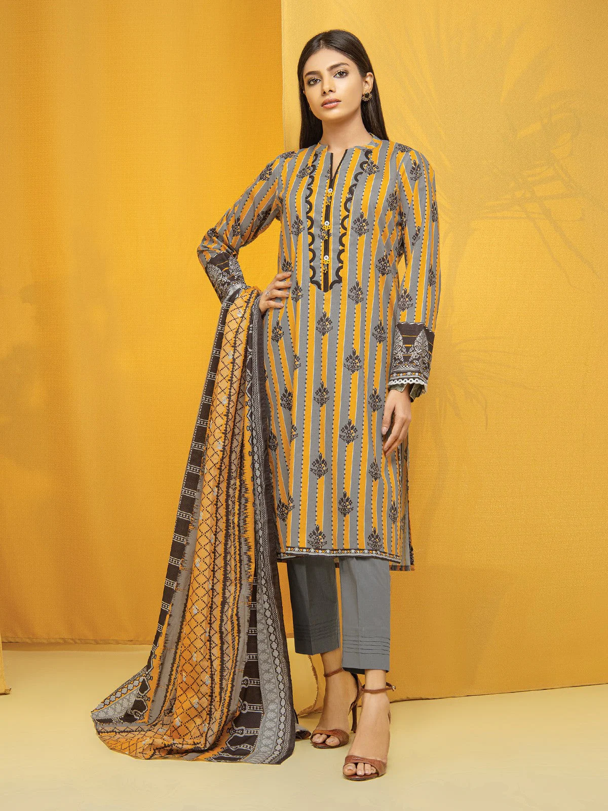 Unstitched Printed Lawn Shirt Dupatta - EWU22A1-23022SD
