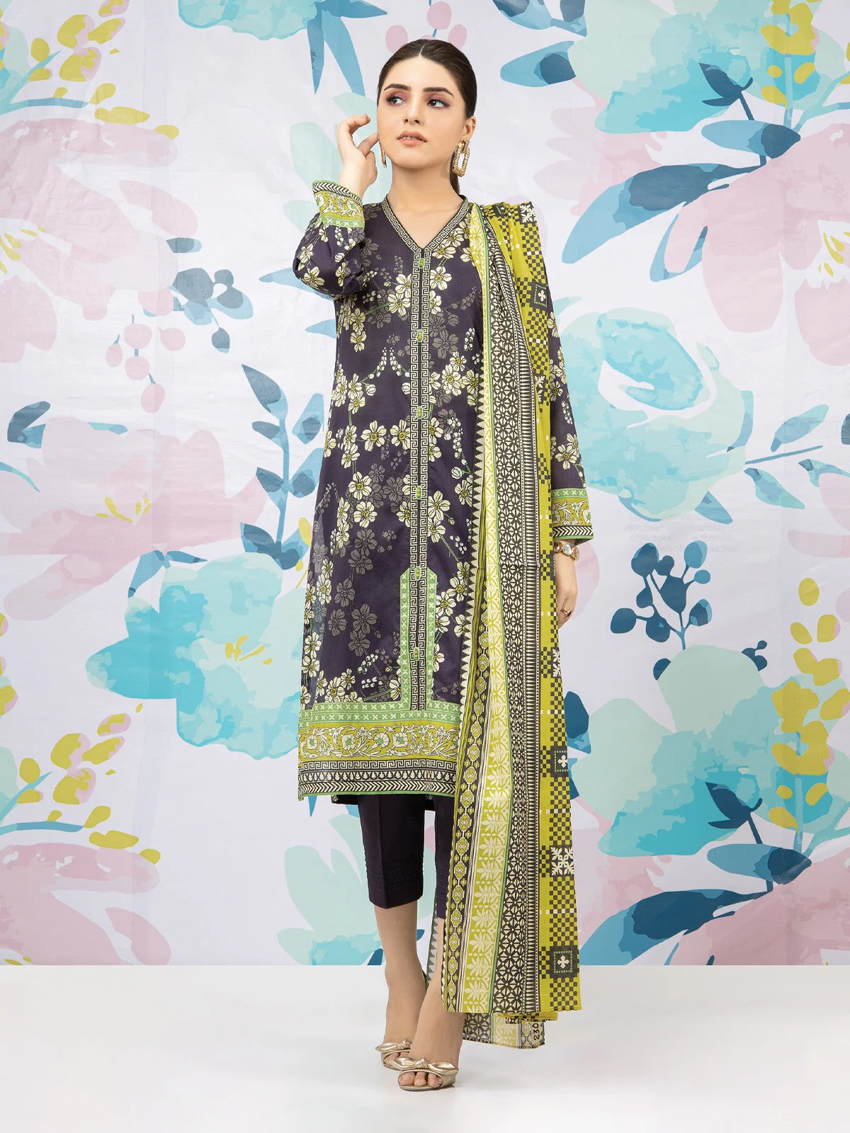Unstitched Printed Lawn Shirt Dupatta - EWU22A1-23062SD