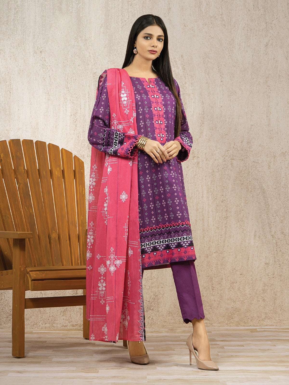 Unstitched Printed Lawn Shirt Dupatta - EWU22A1-23106SD