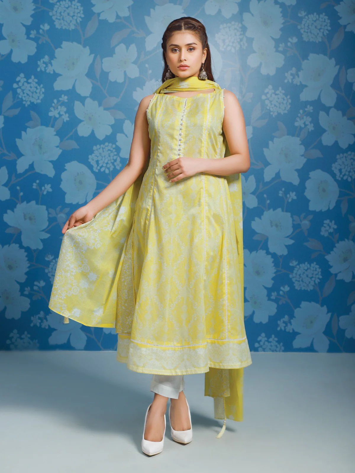 Unstitched Printed Lawn Shirt Dupatta - EWU22A1-23212