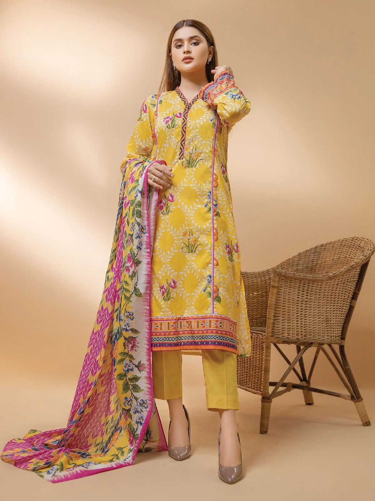 Unstitched Printed Lawn Shirt Dupatta - EWU22A1-23215