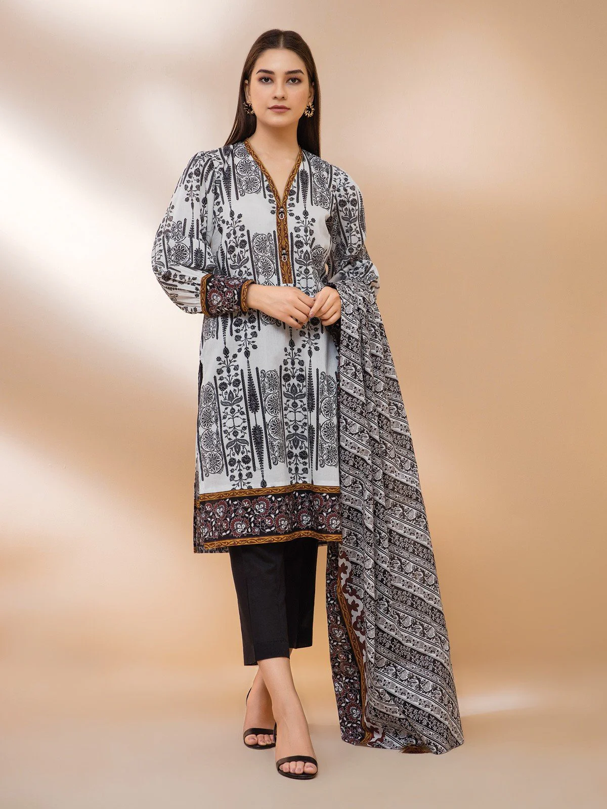 Unstitched Printed Lawn Shirt Dupatta - EWU22A1-23218