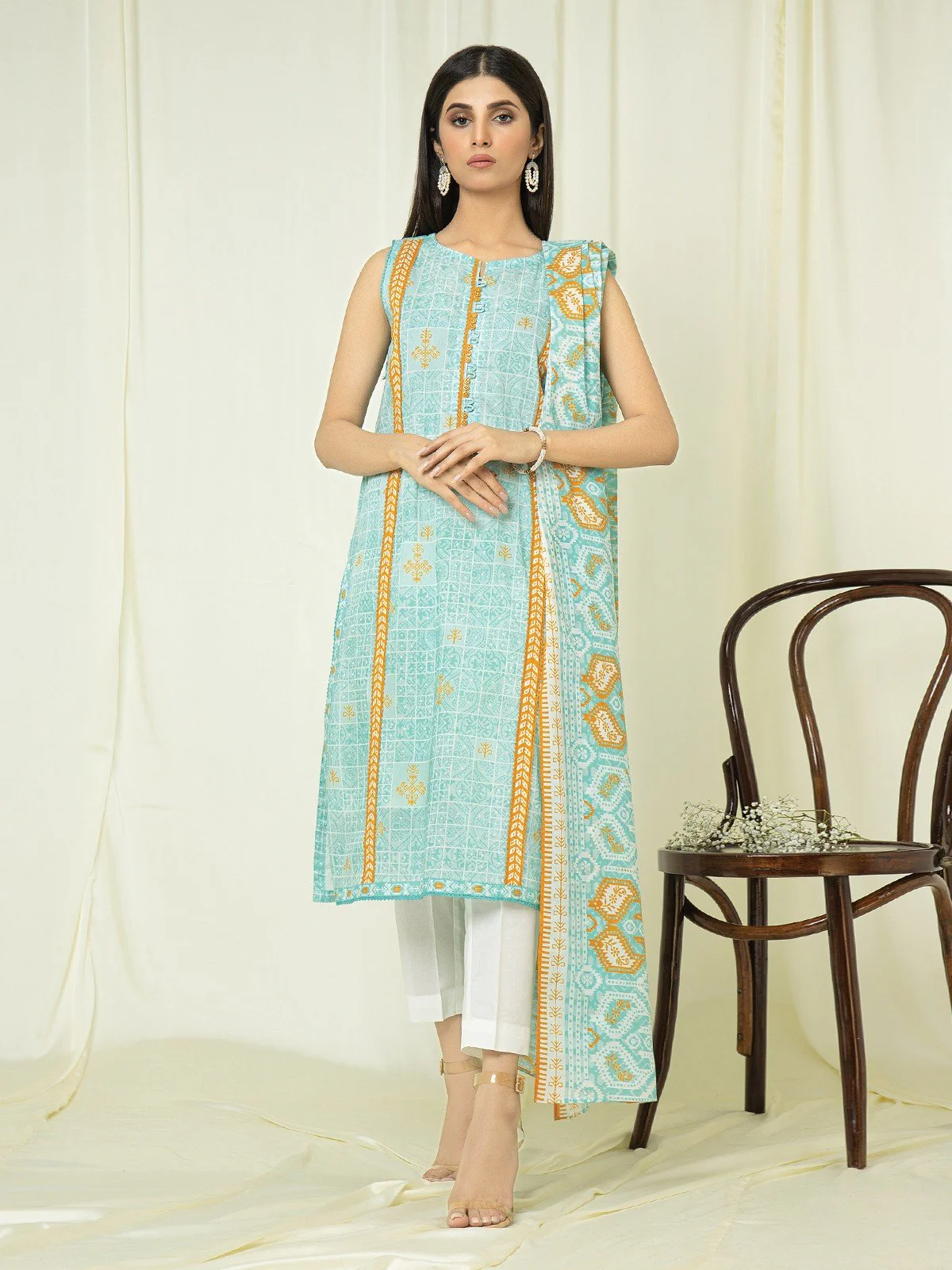 Unstitched Printed Lawn Shirt Dupatta - EWU22A1-23267