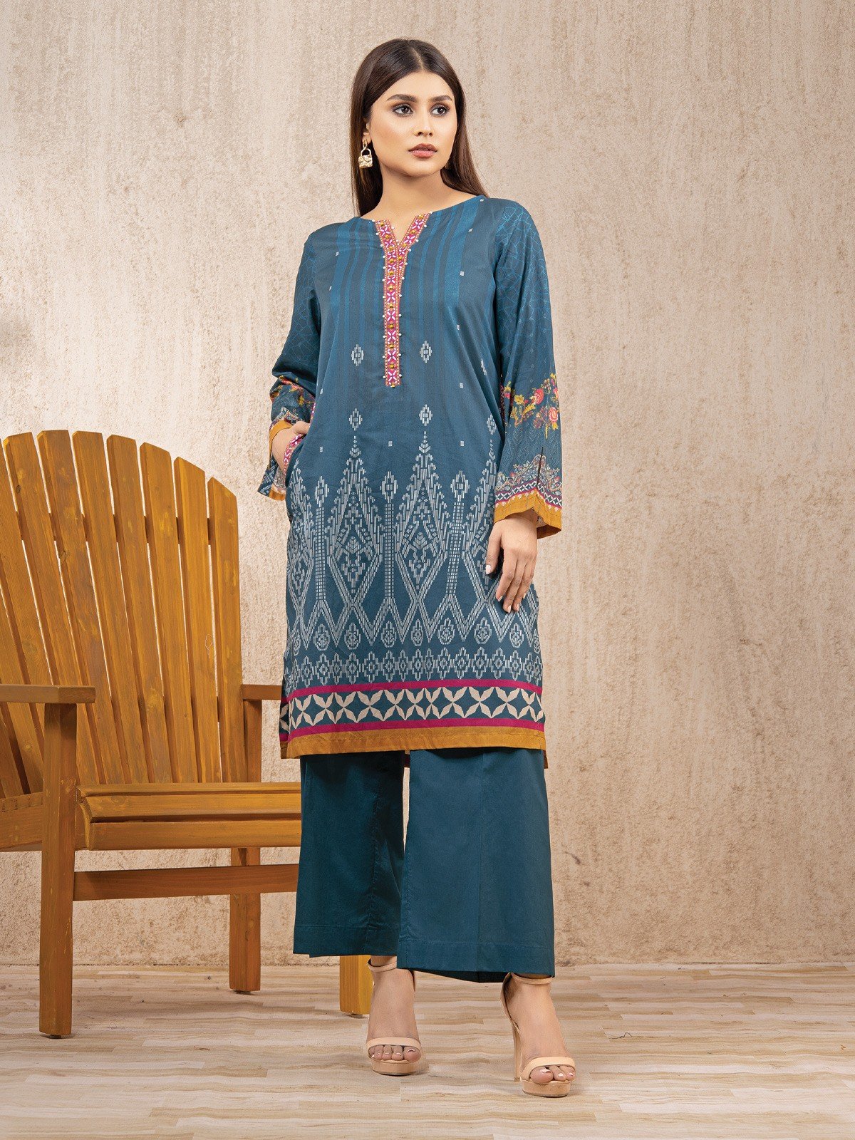 Unstitched Printed Lawn Shirt Trouser - EWU22A1-23323