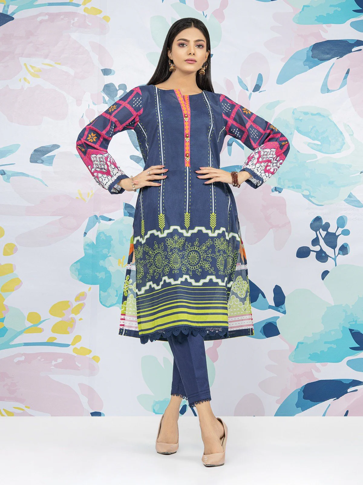 Unstitched Printed Lawn Shirt Trouser - EWU22A1-23325