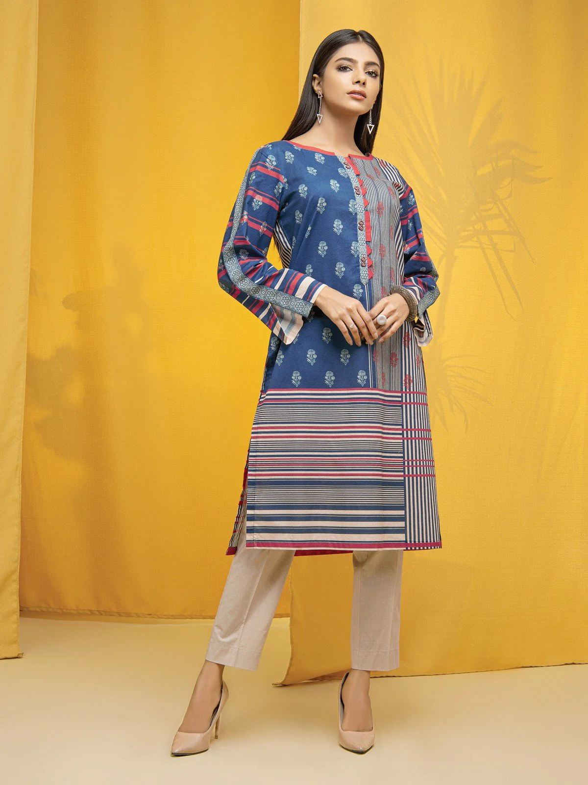 Unstitched Printed Lawn Shirt Trouser - EWU22A1-23338