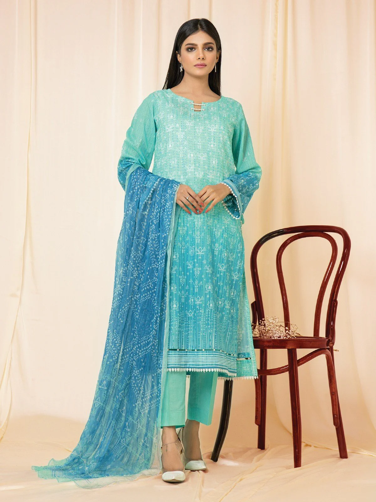 Unstitched Printed Lawn Shirt Dupatta - EWU22A2-23498SD