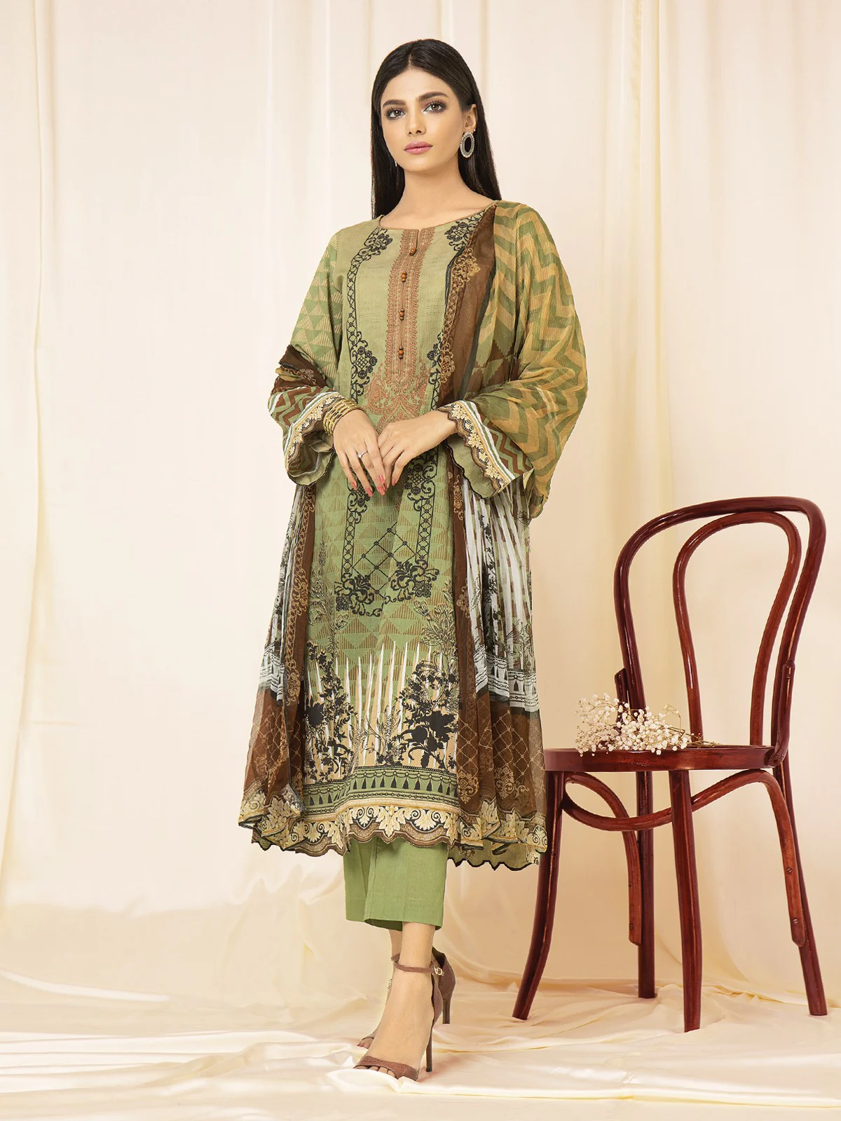 Unstitched Printed Lawn Suit - EWU22A2-23507