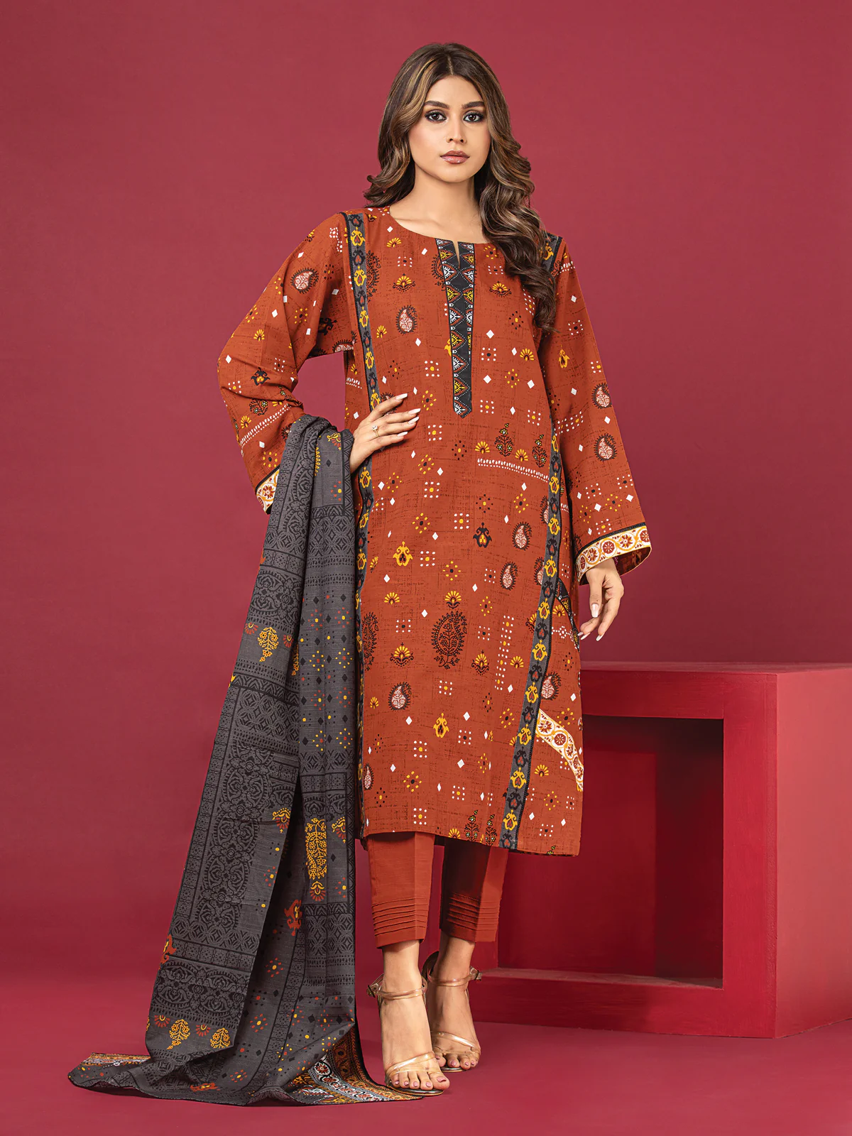Unstitched Printed Khaddar Suit - EWU22A3-24469
