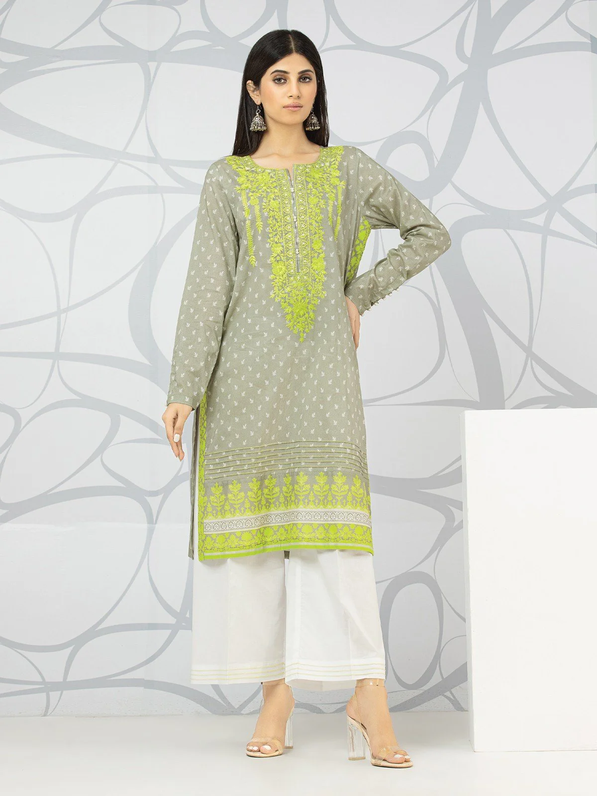 Unstitched Embroidered Lawn Shirt - EWU22V1-23698