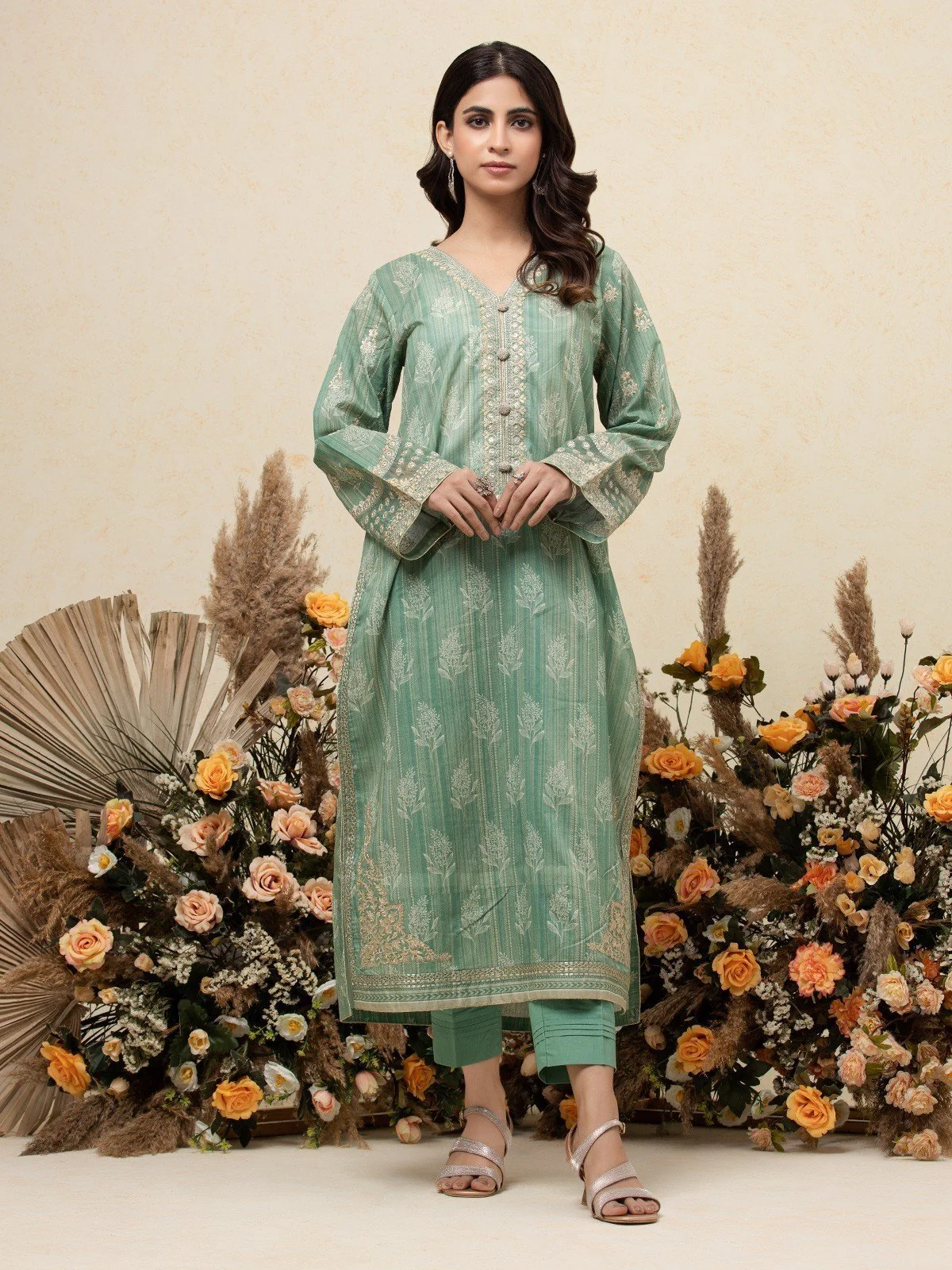 Unstitched Embroidered Lawn Shirt Trouser - EWU22V1-26531