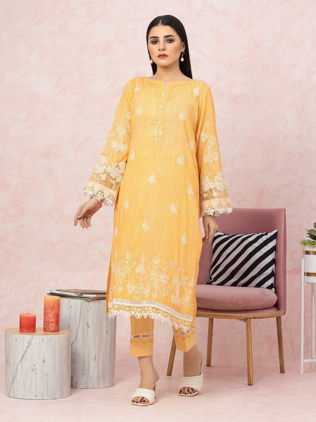 Unstitched Embroidered Lawn Shirt Trouser - EWU22V1-26532