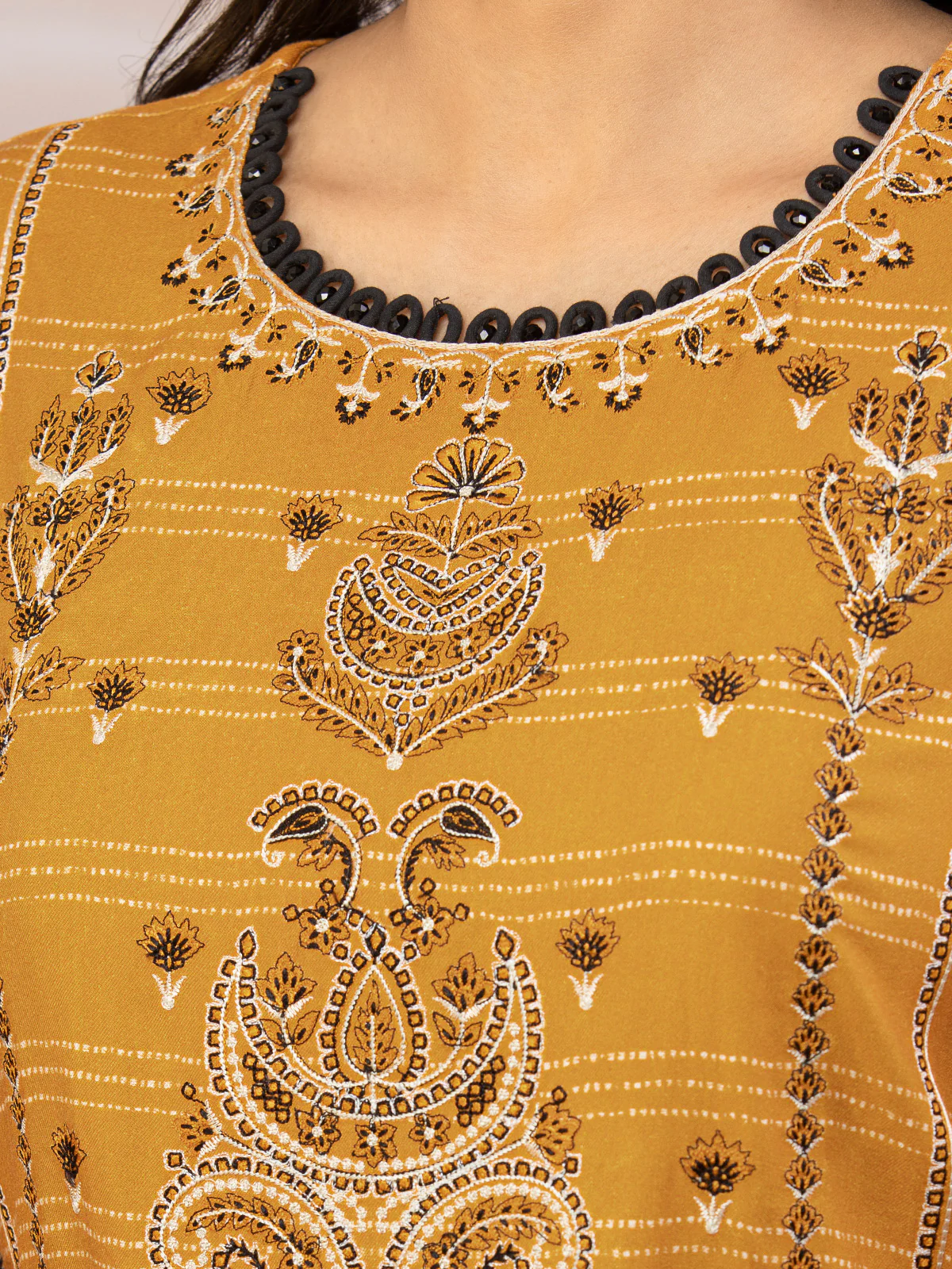 Unstitched Embroidered Crepe Viscose Suit - EWU22V10-25016 - Image 2