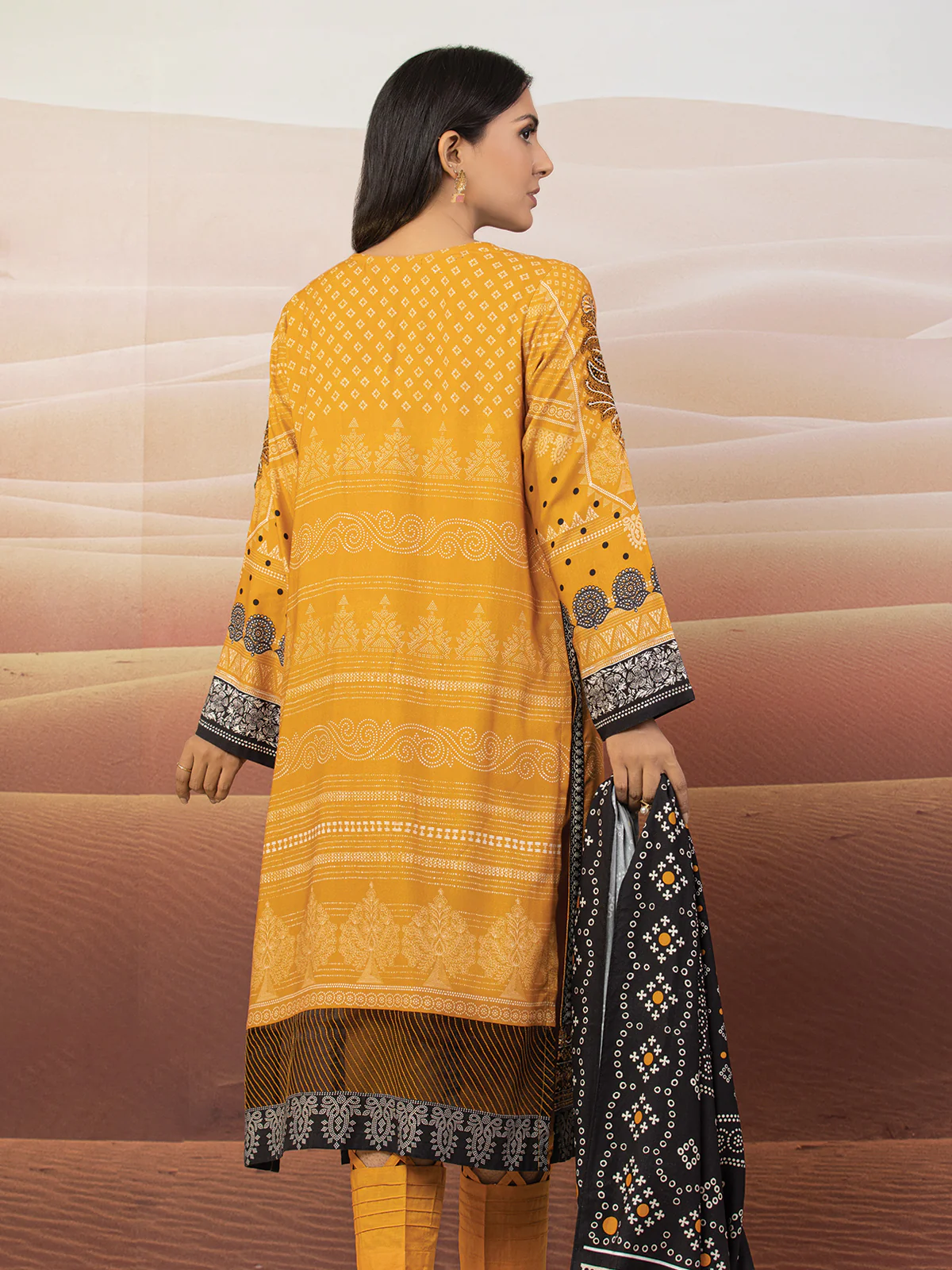 Unstitched Embroidered Crepe Viscose Suit - EWU22V10-25016 - Image 7