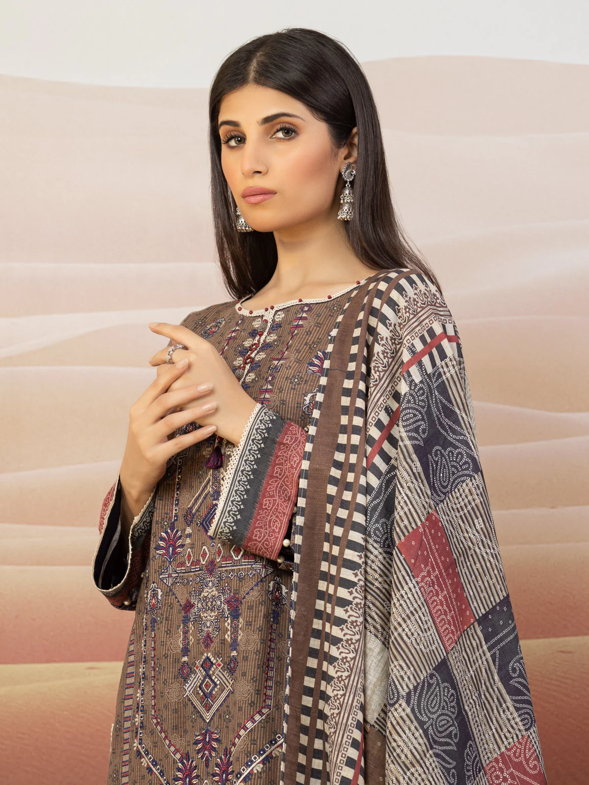 Unstitched Embroidered Crepe Viscose Shirt Trouser - EWU22V10-25017ST - Image 2