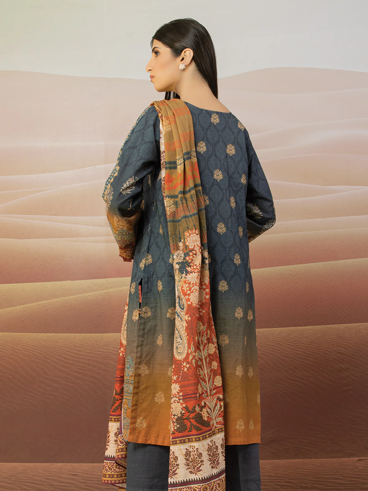 Unstitched Embroidered Khaddar Shirt - EWU22V11-25023S - Image 7