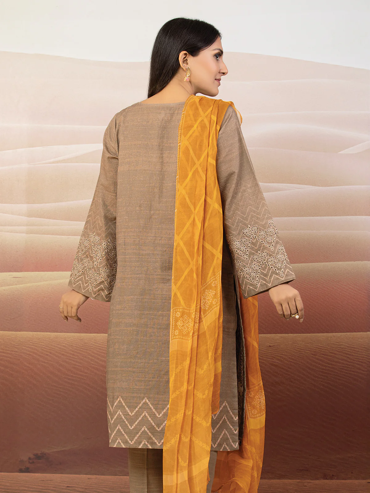 Unstitched Embroidered Khaddar Suit - EWU22V12-25008 - Image 6