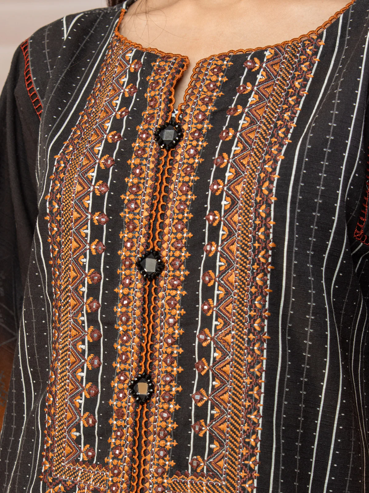 Unstitched Embroidered Khaddar Suit - EWU22V12-25010 - Image 2