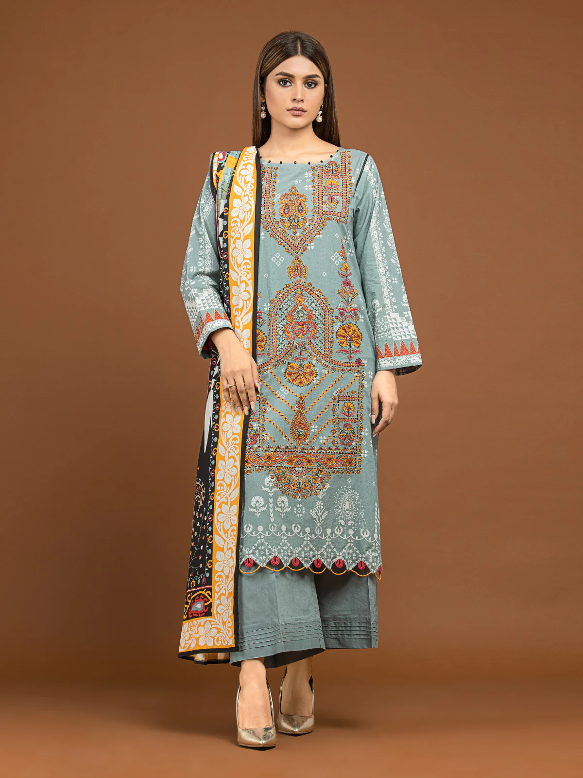 Unstitched Embroidered Viscose Suit - EWU22V13-24031 - Image 3