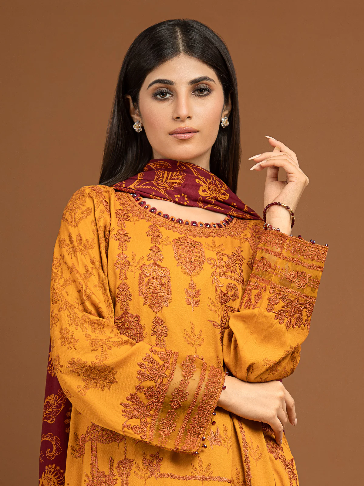 Unstitched Embroidered Viscose Suit - EWU22V13-24037XXL - Image 2
