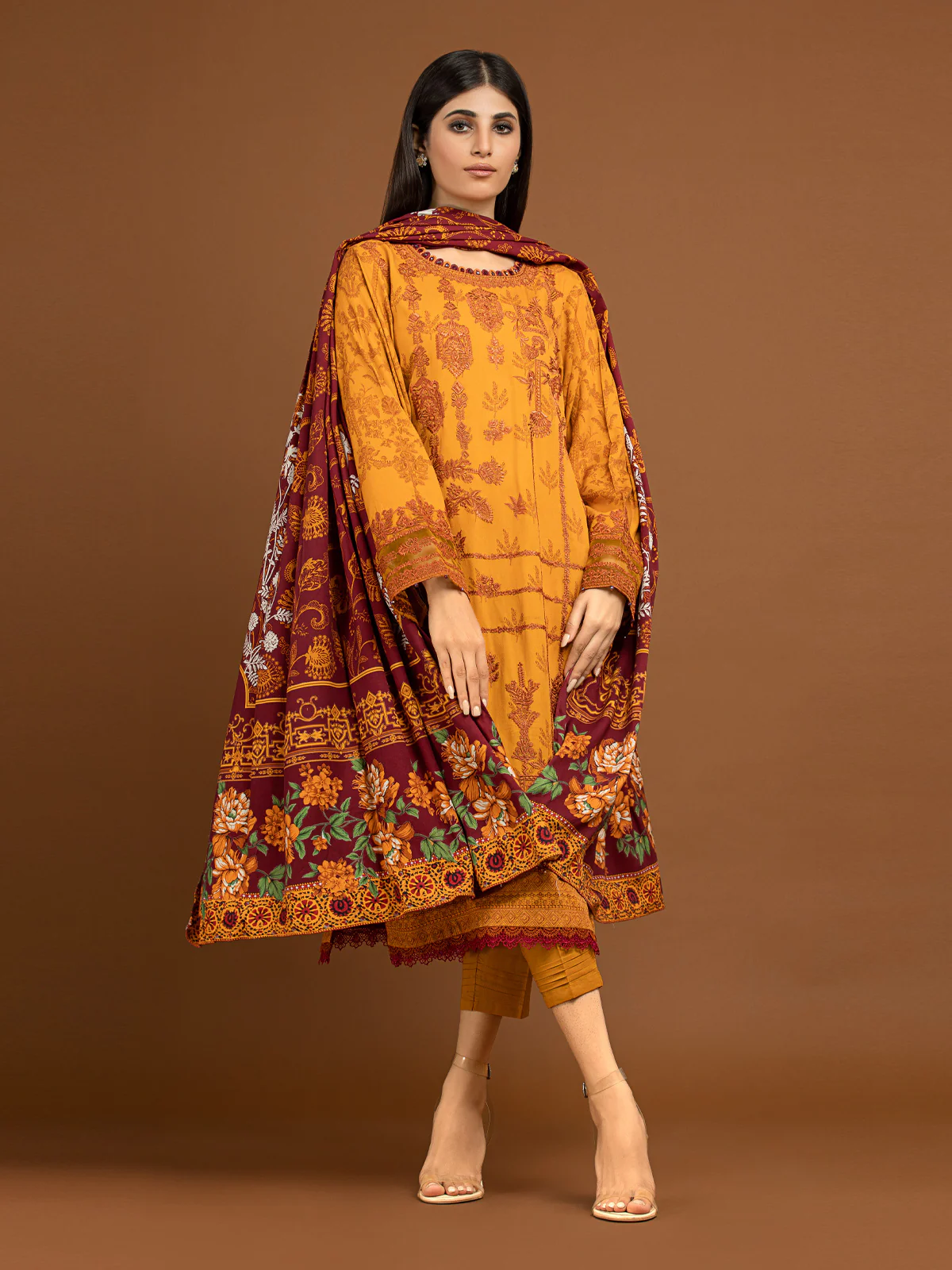 Unstitched Embroidered Viscose Suit - EWU22V13-24037XXL - Image 5