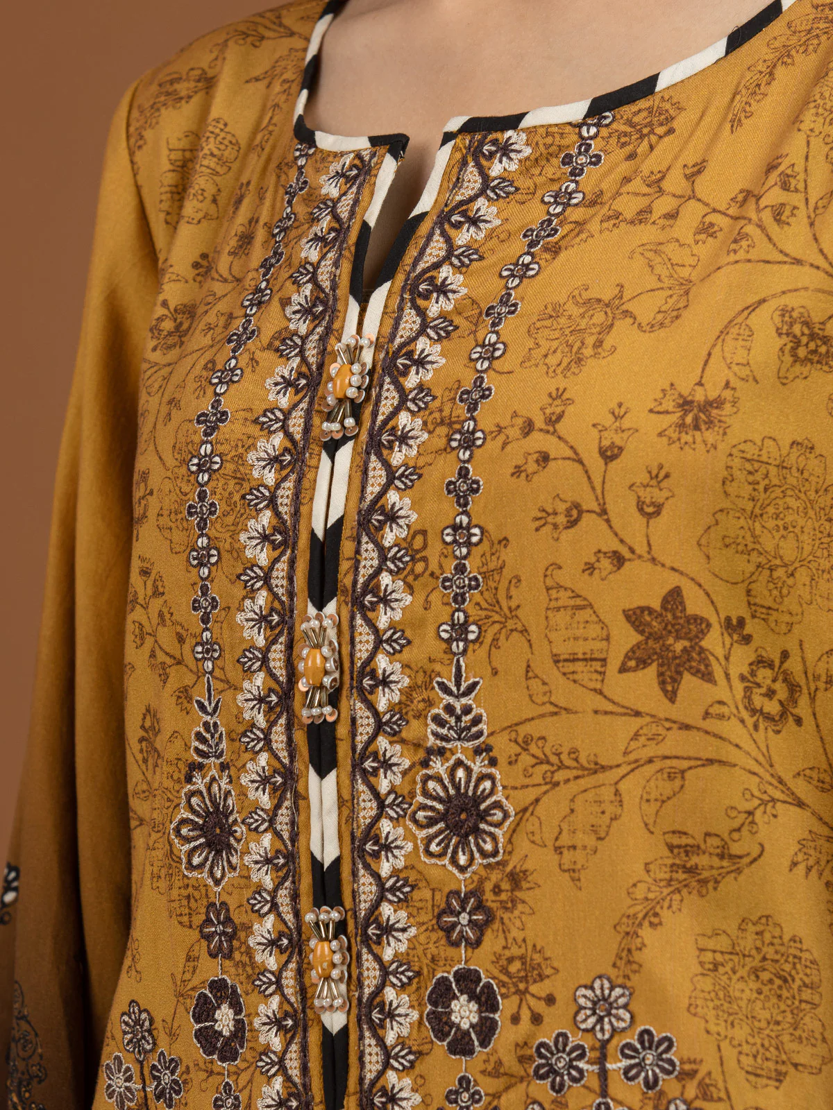 Unstitched Embroidered Viscose Suit - EWU22V13-24044XXL - Image 2