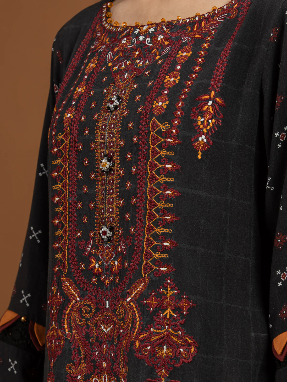 Unstitched Embroidered Viscose Suit - EWU22V13-24048 - Image 2