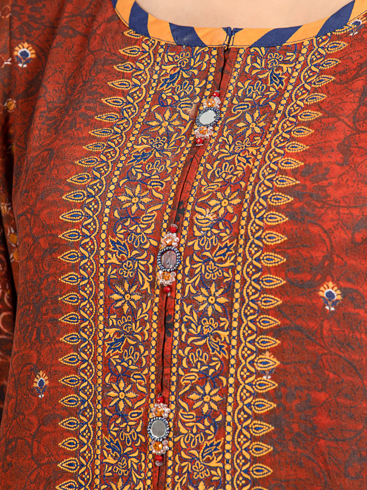 Unstitched Embroidered Viscose Suit - EWU22V13-24050 - Image 3