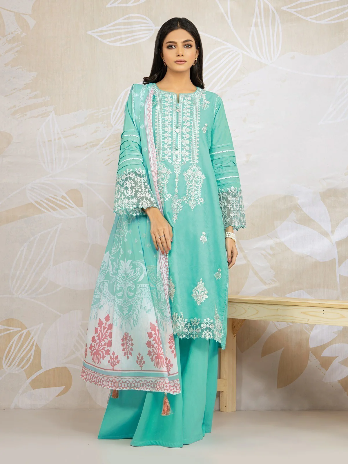 Unstitched Embroidered Jacquard Suit - EWU22V3-23660