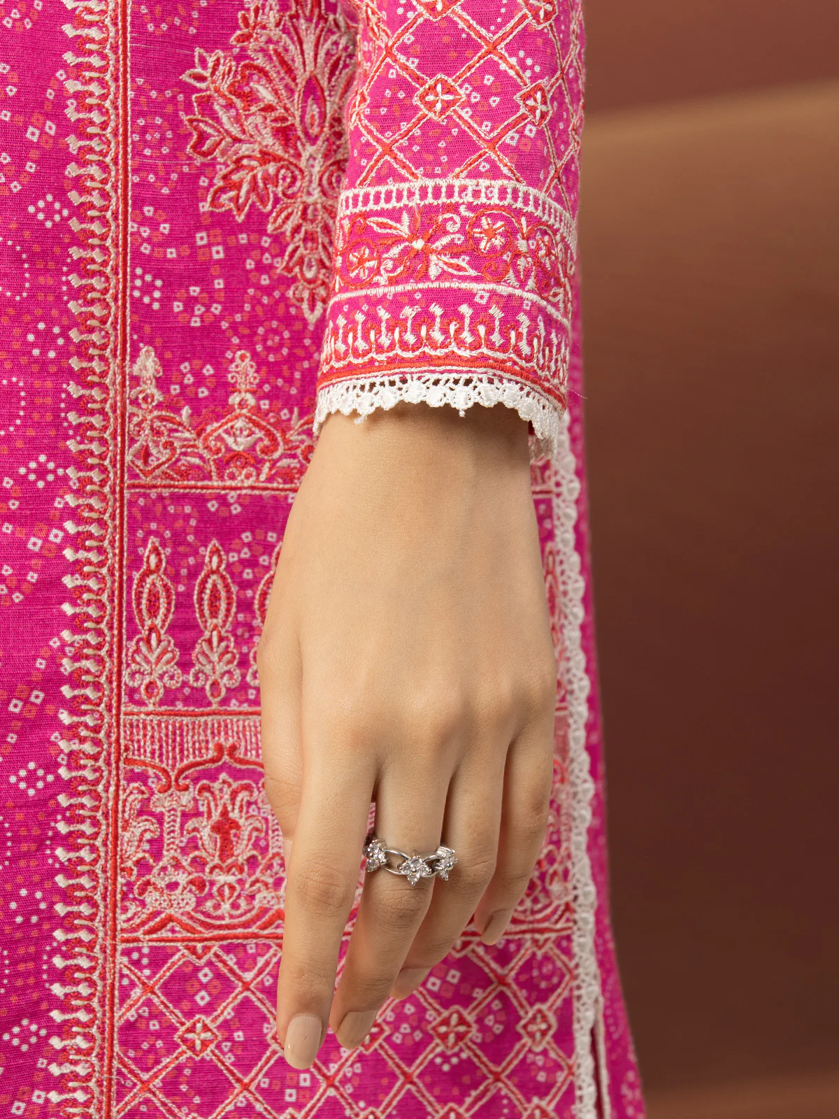 Unstitched Embroidered Cotail Viscose Suit - EWU22V8-25001 - Image 3