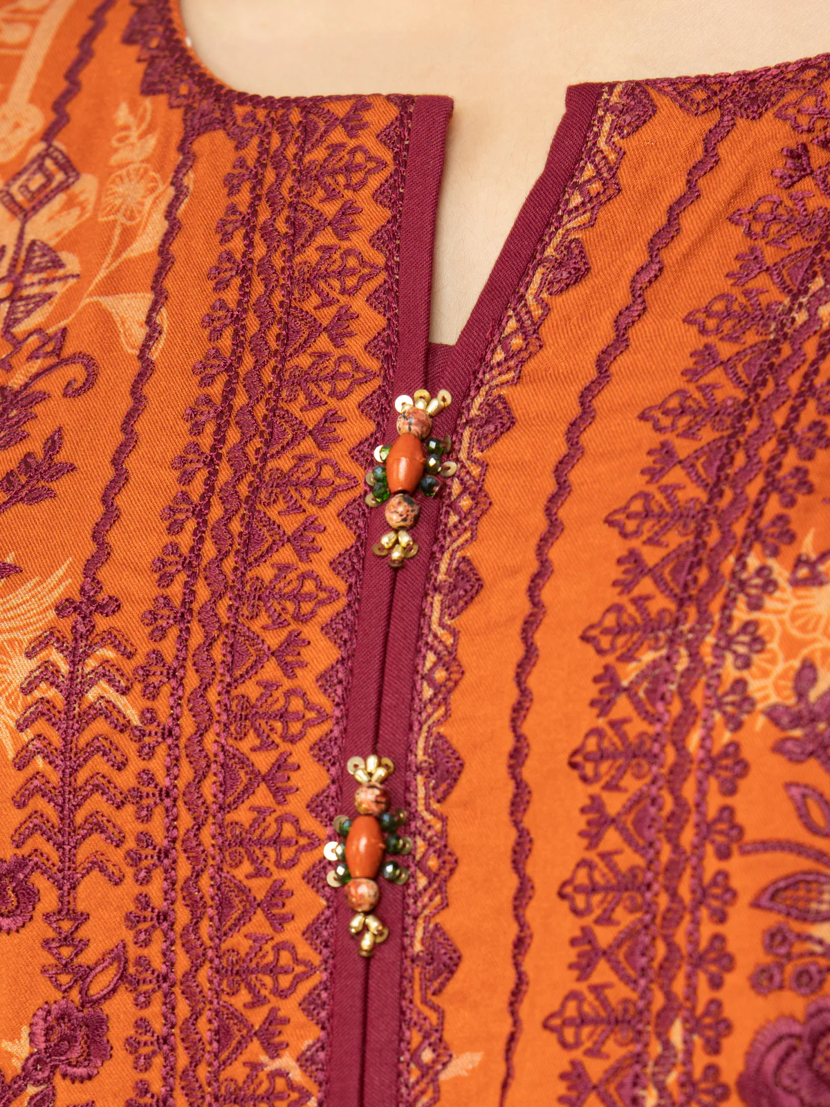 Unstitched Embroidered Cotail Viscose Suit - EWU22V8-25003 - Image 3