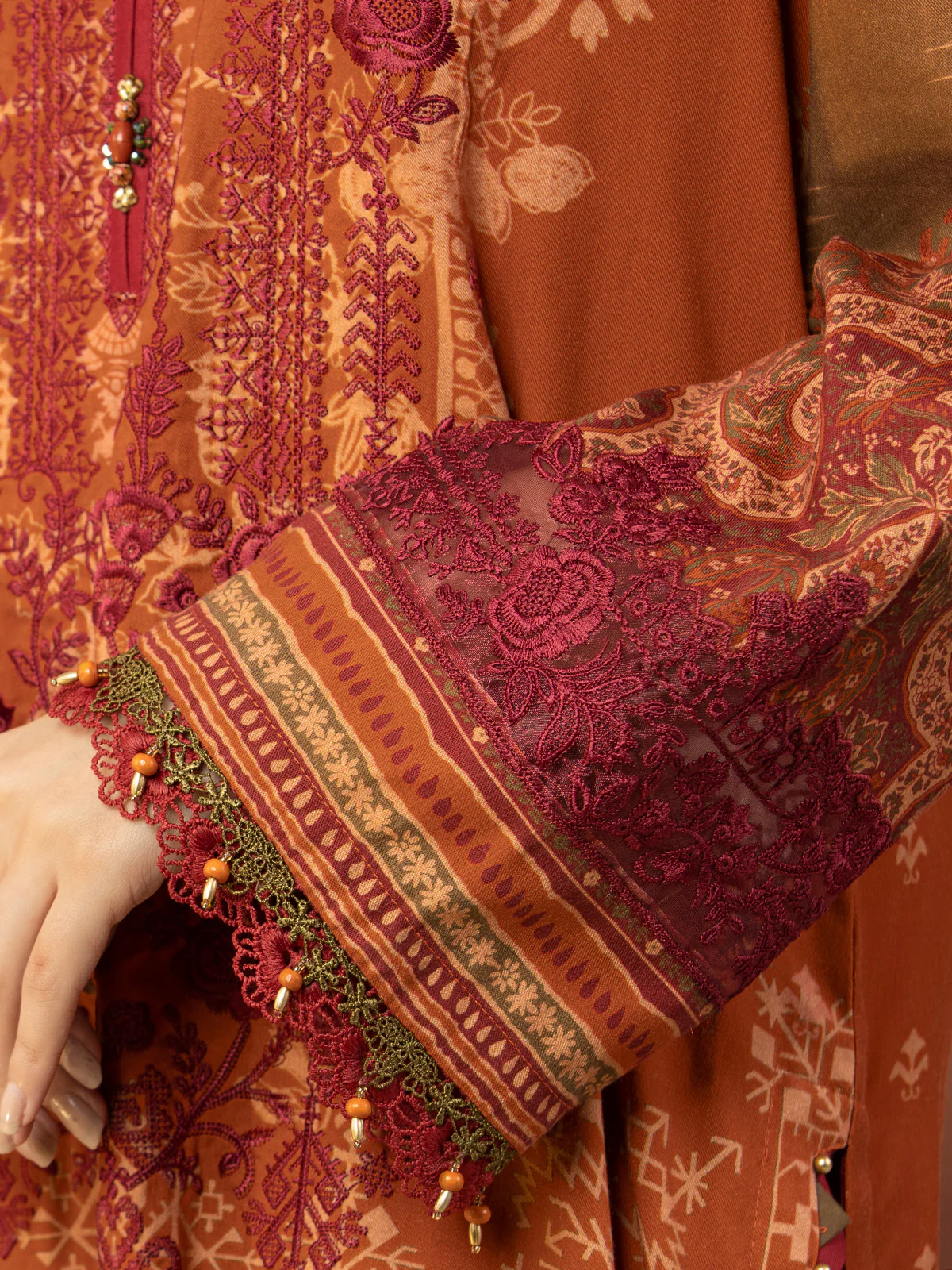 Unstitched Embroidered Cotail Viscose Suit - EWU22V8-25003 - Image 4
