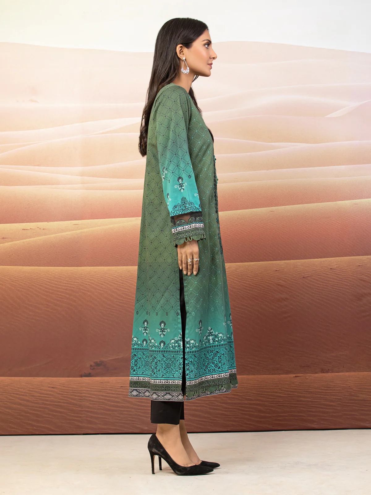 Unstitched Embroidered Cotton Satin Shirt - EWU22V9-25046 - Image 6