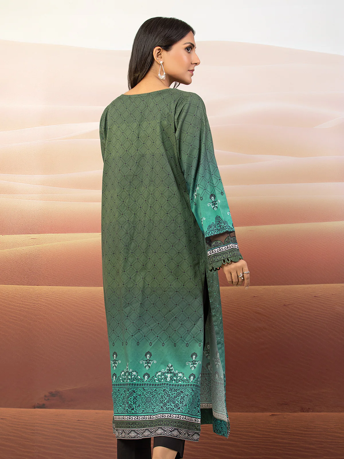 Unstitched Embroidered Cotton Satin Shirt - EWU22V9-25046 - Image 7